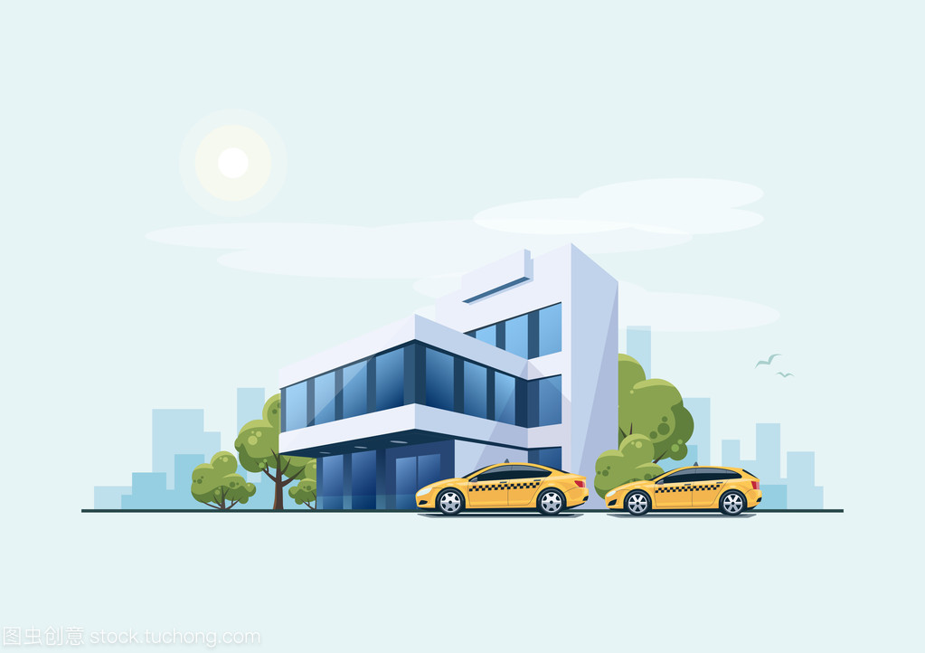 穿梭于城市楼宇间的流动脉动 出租车与办公大楼的共生图景